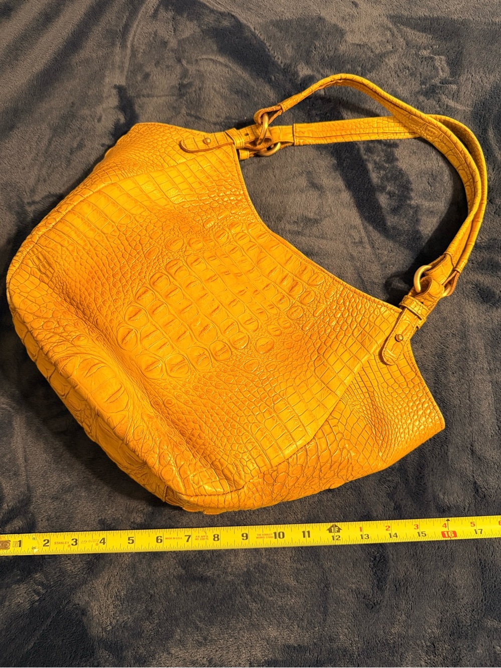 Vintage Brahmin Butter Croc-Embossed Shoulder Bag - Picture 4 of 8